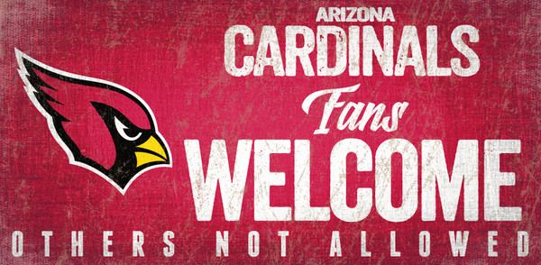 Arizona Cardinals Wood Sign Fans Welcome 12x6