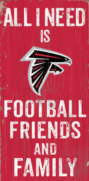 Atlanta Falcons Sign Wood 6x12 Football Friends and Family Design Color