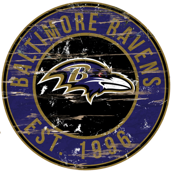 Baltimore Ravens Wood Sign - 24" Round