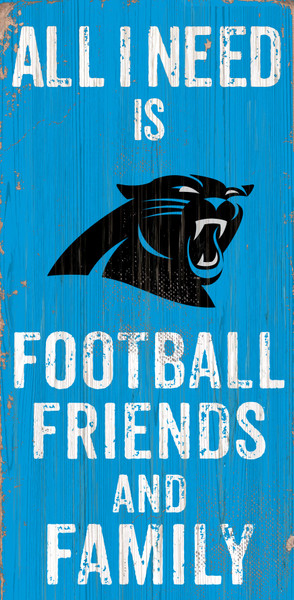 Carolina Panthers Sign Wood 6x12 Football Friends and Family Design Color
