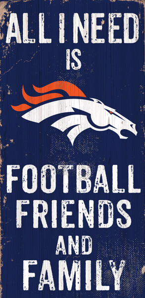 Denver Broncos Sign Wood 6x12 Football Friends and Family Design Color