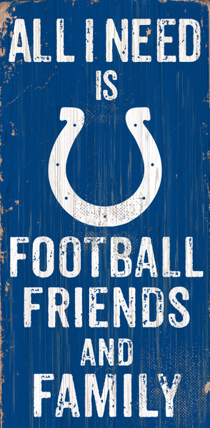 Indianapolis Colts Sign Wood 6x12 Football Friends and Family Design Color