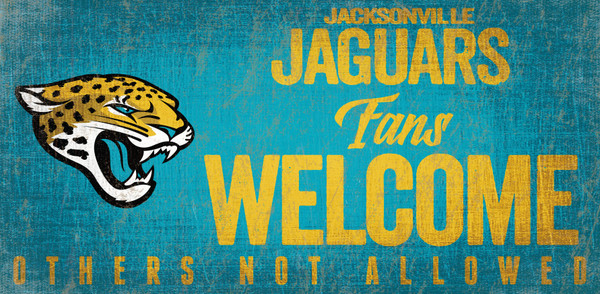Jacksonville Jaguars Wood Sign Fans Welcome 12x6