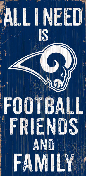 Los Angeles Rams Sign Wood 6x12 Football Friends and Family Design Color