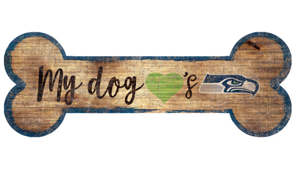 Seattle Seahawks Sign Wood 6x12 Dog Bone Shape