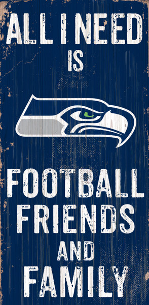Seattle Seahawks Sign Wood 6x12 Football Friends and Family Design Color