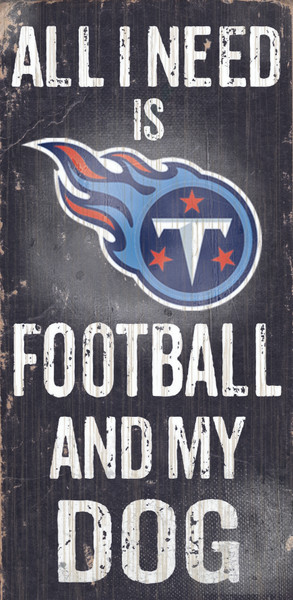 Tennessee Titans Wood Sign - Football and Dog 6"x12"