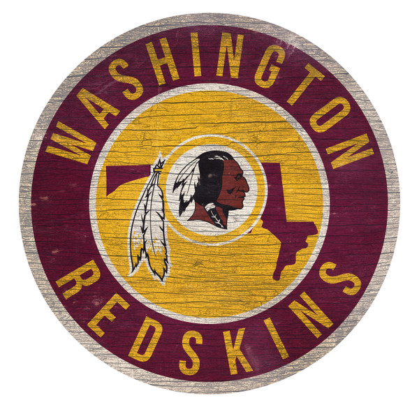 Washington Redskins Sign Wood 12 Inch Round State Design