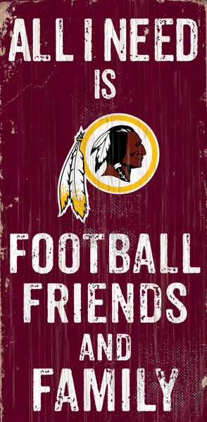 Washington Redskins Sign Wood 6x12 Football Friends and Family Design Color