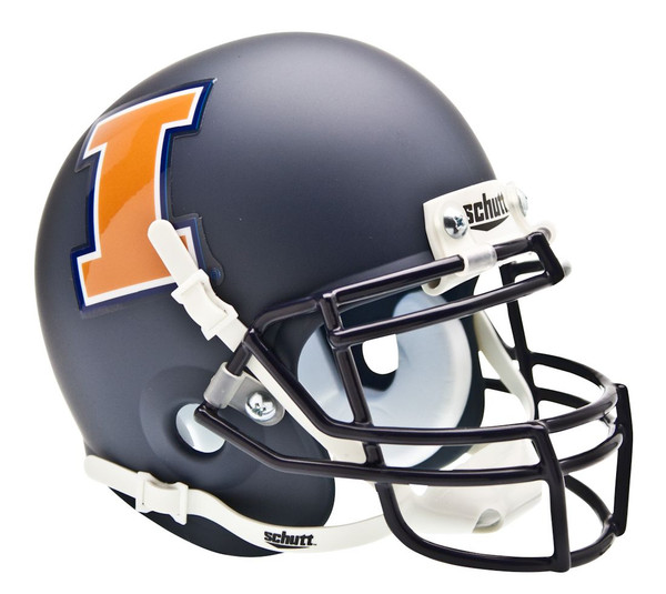 Illinois Fighting Illini Schutt Mini Helmet - Alternative Helmet #1, Matte Navy -