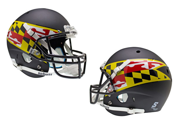 Maryland Terrapins Schutt XP Full Size Replica Helmet - Matte Black Alternative #2 Flag