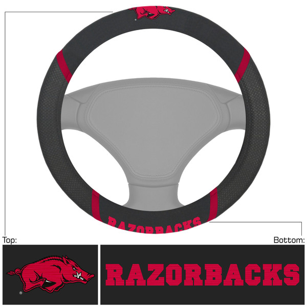 University of Arkansas - Arkansas Razorbacks Steering Wheel Cover Razorback Primary Logo Black