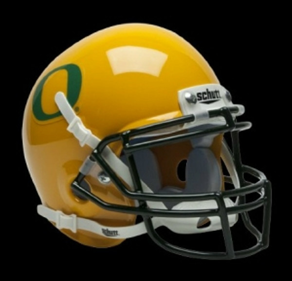 Oregon Ducks Schutt Mini Helmet -  Gold w/DG Decal Alternate Helmet