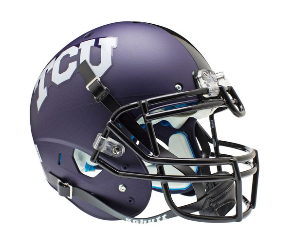 TCU Horned Frogs Schutt XP Authentic Full Size Helmet - Matte Purple Aquatech Alternate 2