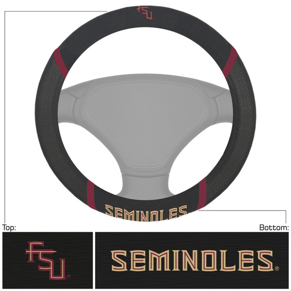 Florida State University - Florida State Seminoles Steering Wheel Cover FSU Alternate Logo and Wordmark Black