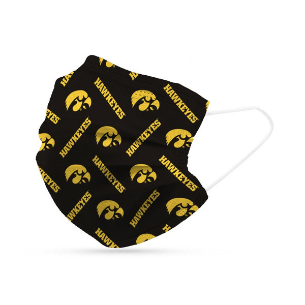 Iowa Hawkeyes Face Mask Disposable 6 Pack