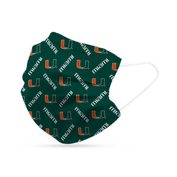 Miami Hurricanes Face Mask Disposable 6 Pack