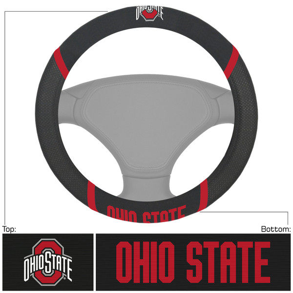 Ohio State University - Ohio State Buckeyes Steering Wheel Cover Ohio State Primary Logo with Wordmark Black