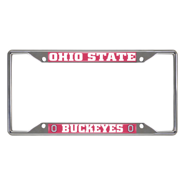 Ohio State University - Ohio State Buckeyes License Plate Frame O Primary Logo and Wordmark Chrome