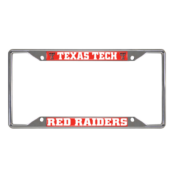 Texas Tech University - Texas Tech Red Raiders License Plate Frame Double T Primary Logo and Wordmark Chrome