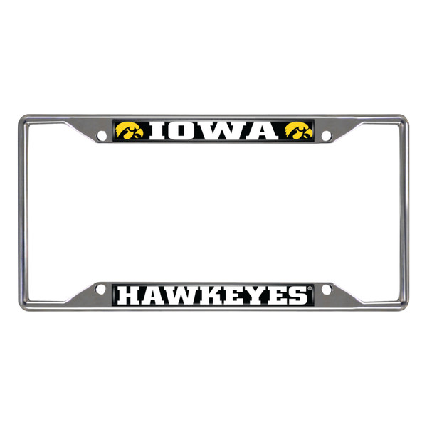 University of Iowa - Iowa Hawkeyes License Plate Frame Tigerhawk Primary Logo and Wordmark Chrome