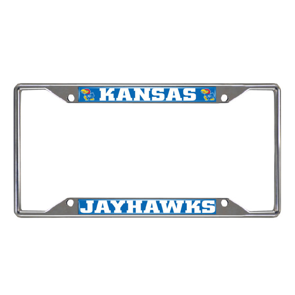 University of Kansas - Kansas Jayhawks License Plate Frame "KU Bird" Logo & Wordmark Chrome