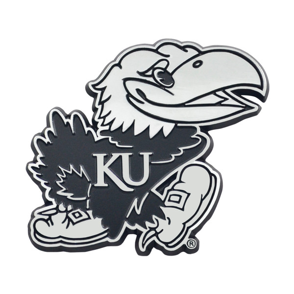 University of Kansas - Kansas Jayhawks Chrome Emblem Jayhawk Primary Logo Chrome