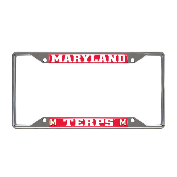 University of Maryland - Maryland Terrapins License Plate Frame M Primary Logo and Wordmark Chrome