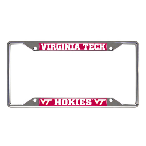 Virginia Tech - Virginia Tech Hokies License Plate Frame VT Primary Logo and Wordmark Chrome