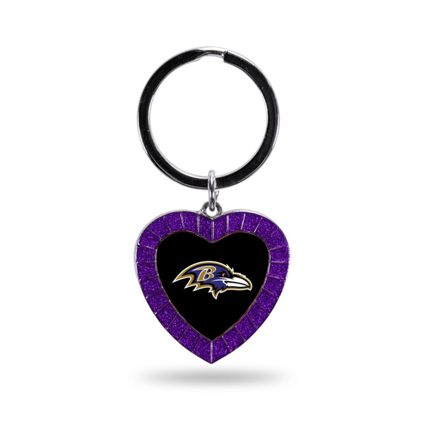 Baltimore Ravens Purple Rhinestone Heart Keychain