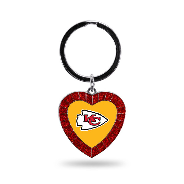 Kansas City Chiefs Red Rhinestone Heart Keychain