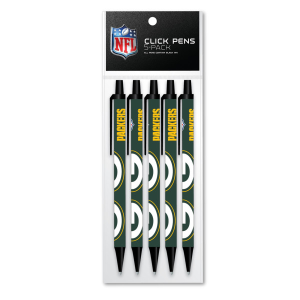 Green Bay Packers Pens Click Style 5 Pack