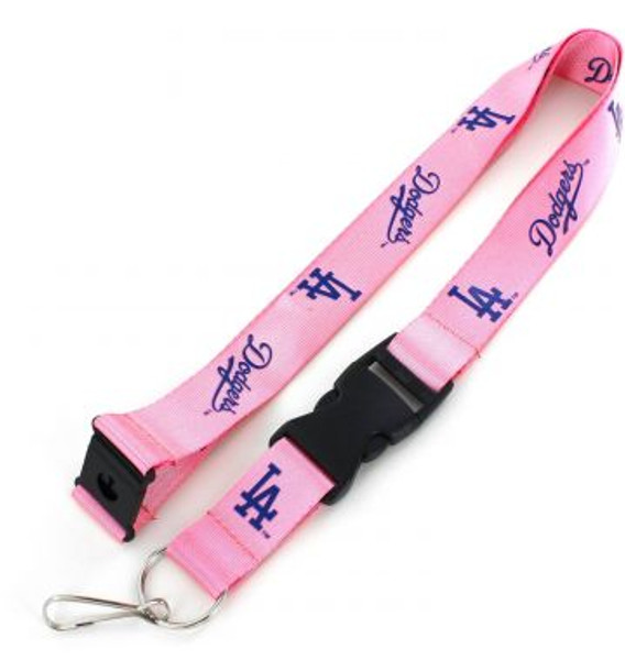 Los Angeles Dodgers Lanyard Breakaway with Key Ring Style Pink Design