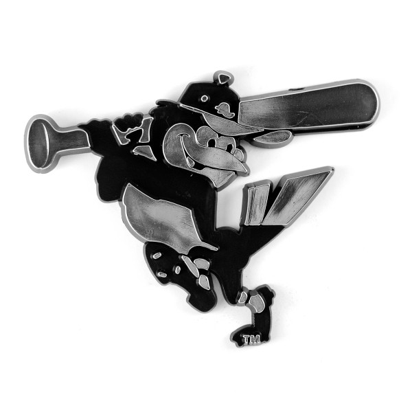 Baltimore Orioles Molded Chrome Emblem "Cartoon Bird & Bat" Alternate Logo