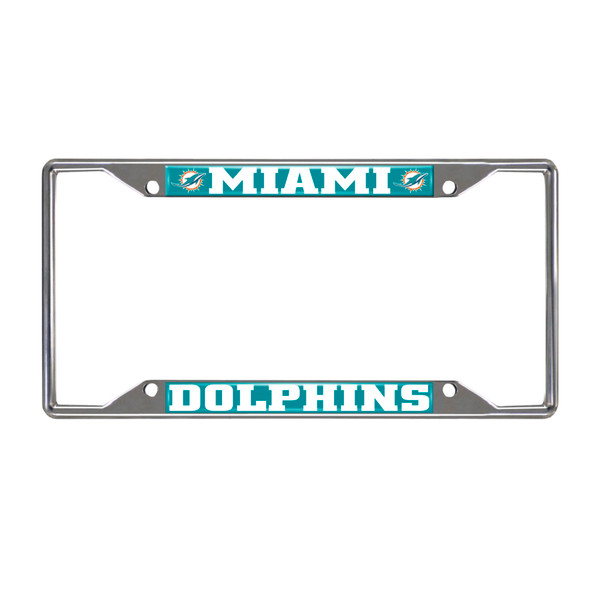 Miami Dolphins License Plate Frame  Dolphin Primary Logo and Wordmark Aqua