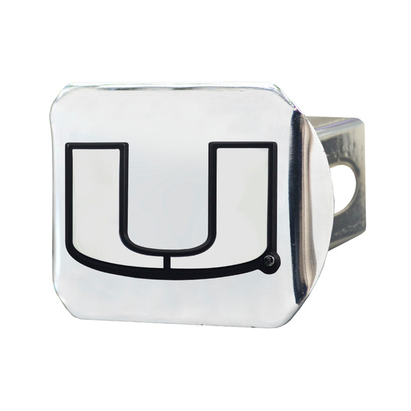 University of Miami - Miami Hurricanes Hitch Cover - Chrome U Primary Logo Chrome