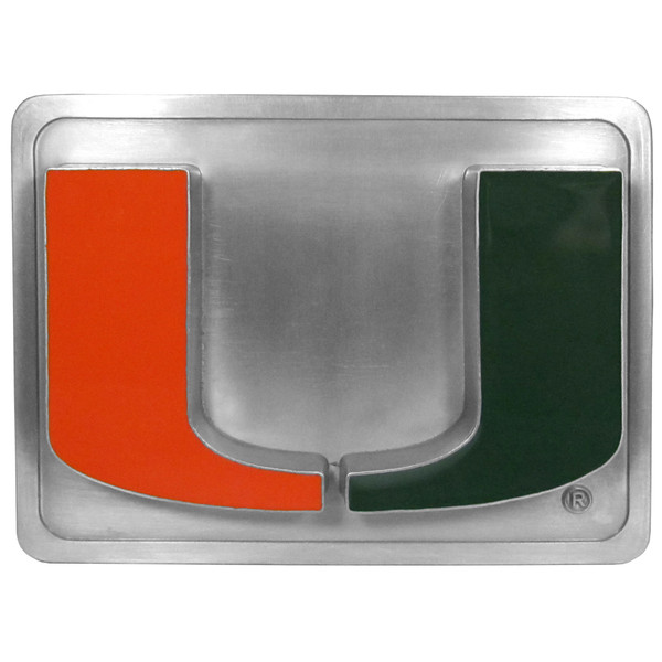 Miami Hurricanes Hitch Cover Class II and Class III Metal Plugs