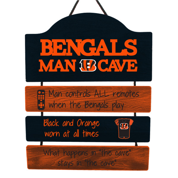 Cincinnati Bengals Man Cave Design Wood Sign