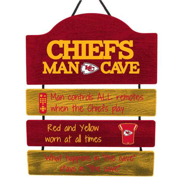 Kansas City Chiefs Man Cave Design Wood Sign