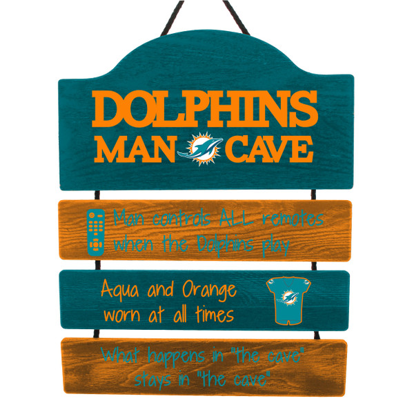 Miami Dolphins Man Cave Design Wood Sign