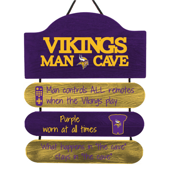 Minnesota Vikings Man Cave Design Wood Sign