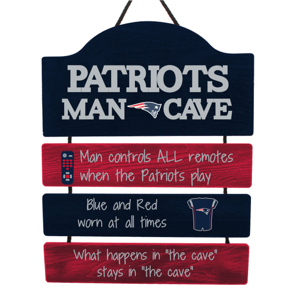 New England Patriots Man Cave Design Wood Sign