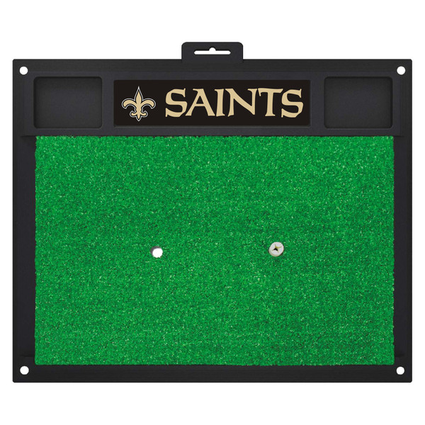 New Orleans Saints Golf Hitting Mat Fleur-de-lis Primary Logo and Wordmark Black