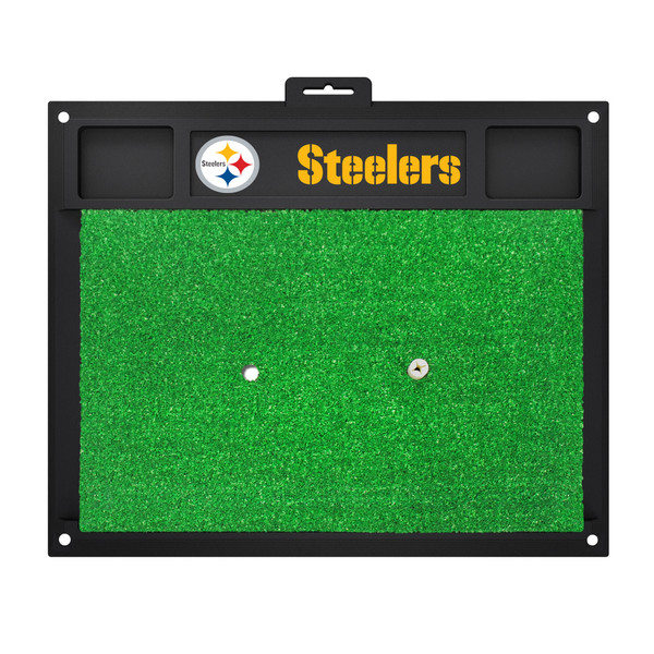 Pittsburgh Steelers Golf Hitting Mat "Steelers" Logo & "Steelers" Wordmark Black