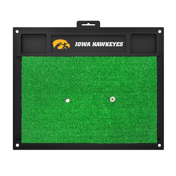 University of Iowa - Iowa Hawkeyes Golf Hitting Mat Tigerhawk Primary Logo and Wordmark Black