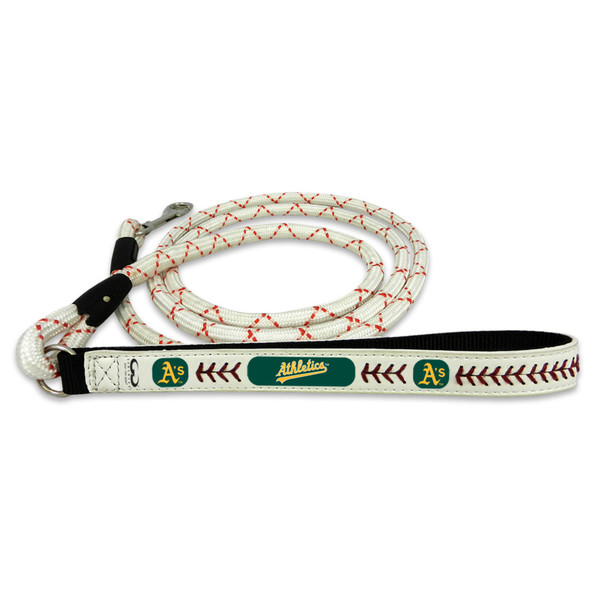 Oakland Athletics Pet Leash Leather Frozen Rope Baseball Size Medium