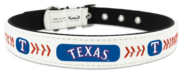 Texas Rangers Pet Collar Classic Baseball Leather Size Medium