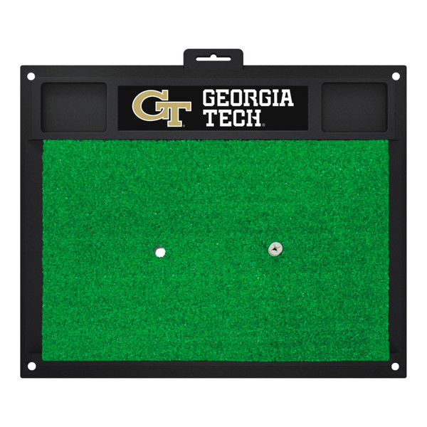 Georgia Tech - Georgia Tech Yellow Jackets Golf Hitting Mat Interlocking GT Primary Logo and Wordmark Gold