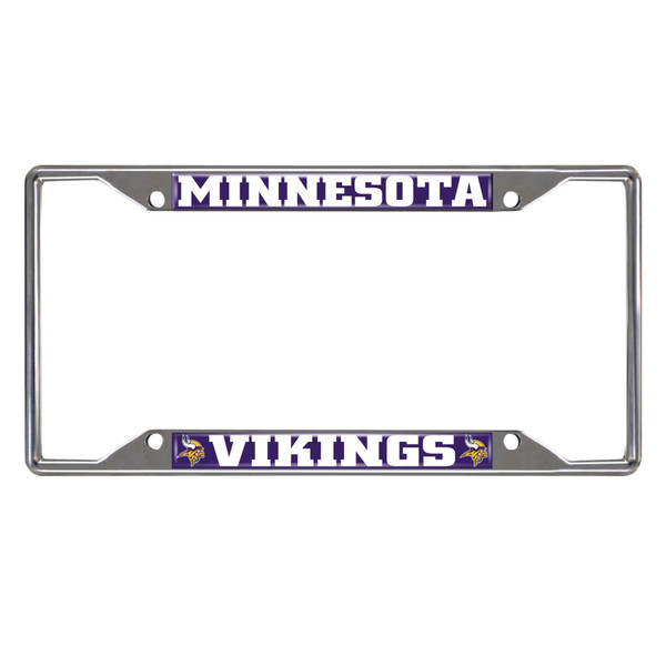 Minnesota Vikings License Plate Frame  Viking Head Primary Logo and Wordmark Purple
