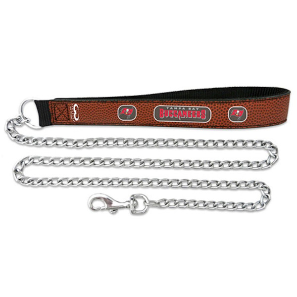 Tampa Bay Buccaneers Pet Leash Leather Chain Football Size Large
